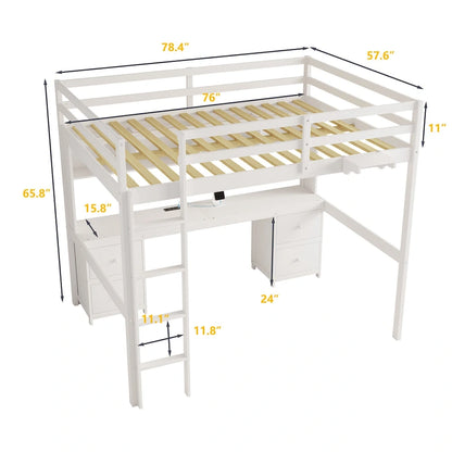 Loft Bed with Desk, Cabinets