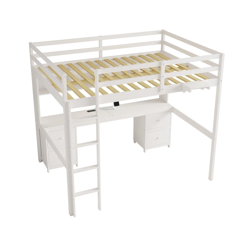 Loft Bed with Desk, Cabinets
