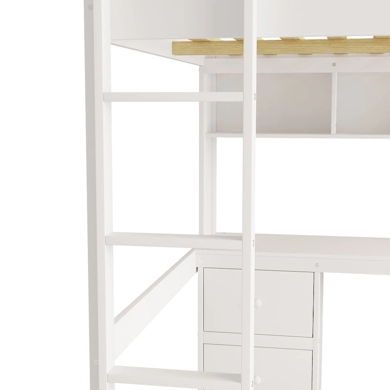 Loft Bed with Desk, Cabinets