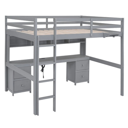 Loft Bed with Desk, Cabinets