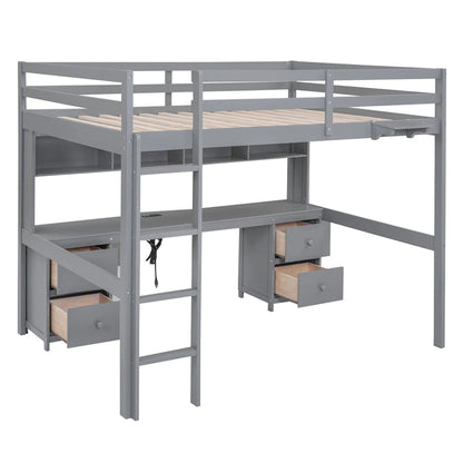 Loft Bed with Desk, Cabinets