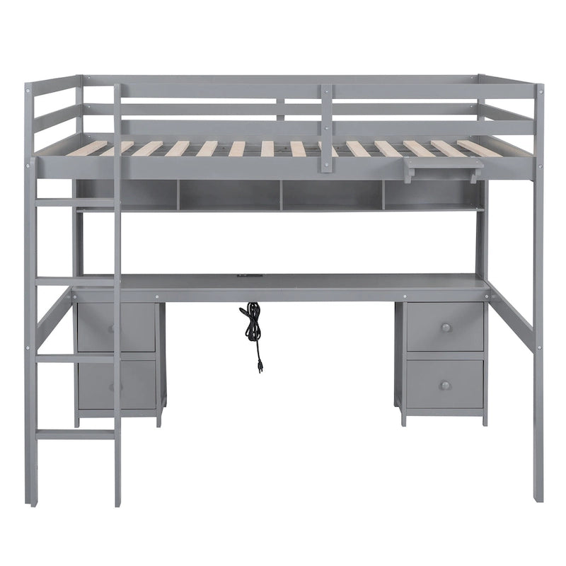 Loft Bed with Desk, Cabinets