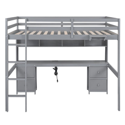 Loft Bed with Desk, Cabinets