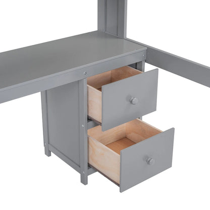 Loft Bed with Desk, Cabinets