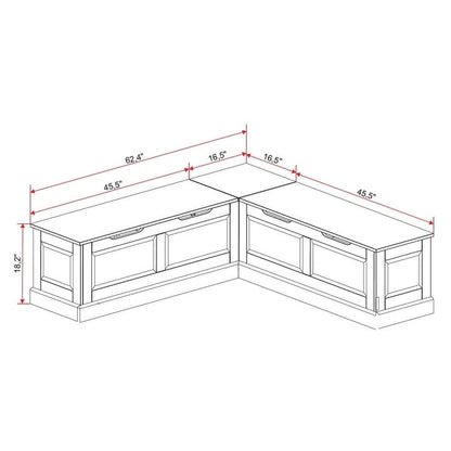 Josie L-shaped Backless Breakfast Nook Bench
