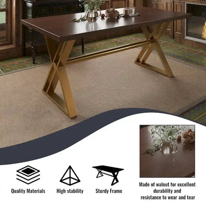 7-Piece Clihome Walut Wood Dining Table with Velvet Chair Dining Chair