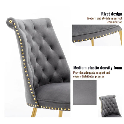 7-Piece Clihome Walut Wood Dining Table with Velvet Chair Dining Chair