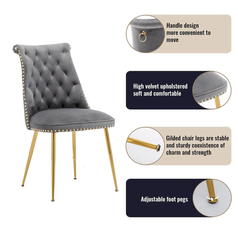 7-Piece Clihome Walut Wood Dining Table with Velvet Chair Dining Chair