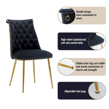 7-Piece Clihome Walut Wood Dining Table with Velvet Chair Dining Chair