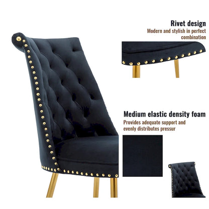 7-Piece Clihome Walut Wood Dining Table with Velvet Chair Dining Chair