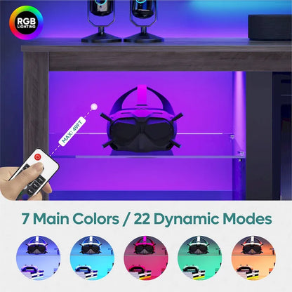 70-Inch LED TV Stand with Tempered Glass Shelves and Open Cabinet - 71 in