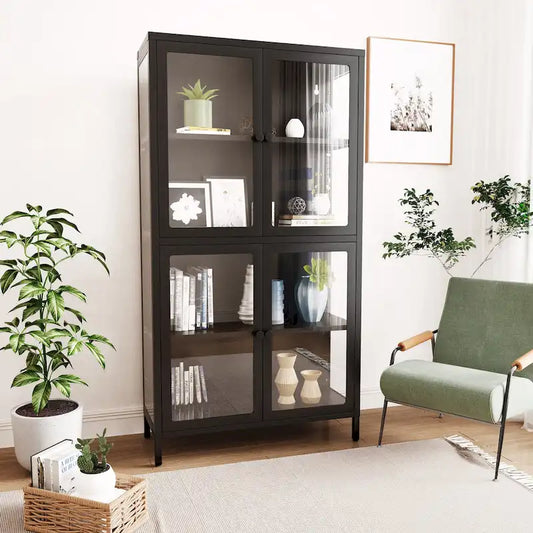 Four Glass Door Storage Cabinet
