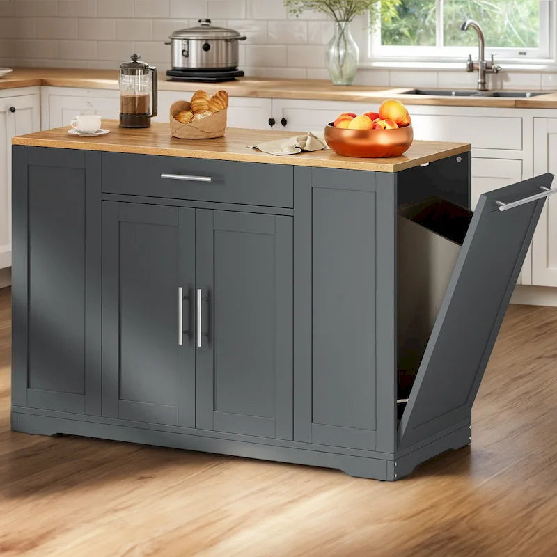 Moasis 53-inch Rolling Kitchen Island Storage Cabinet Portable Mobile Kitchen Cart