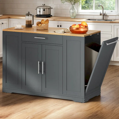 Moasis 53-inch Rolling Kitchen Island Storage Cabinet Portable Mobile Kitchen Cart