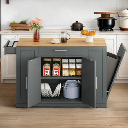 Moasis 53-inch Rolling Kitchen Island Storage Cabinet Portable Mobile Kitchen Cart