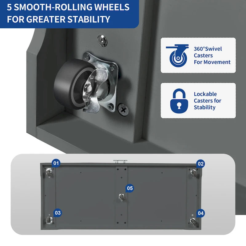 Moasis 53-inch Rolling Kitchen Island Storage Cabinet Portable Mobile Kitchen Cart