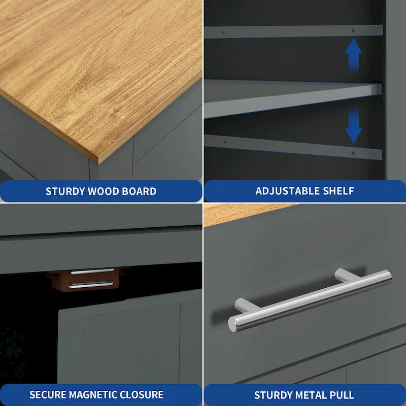 Moasis 53-inch Rolling Kitchen Island Storage Cabinet Portable Mobile Kitchen Cart