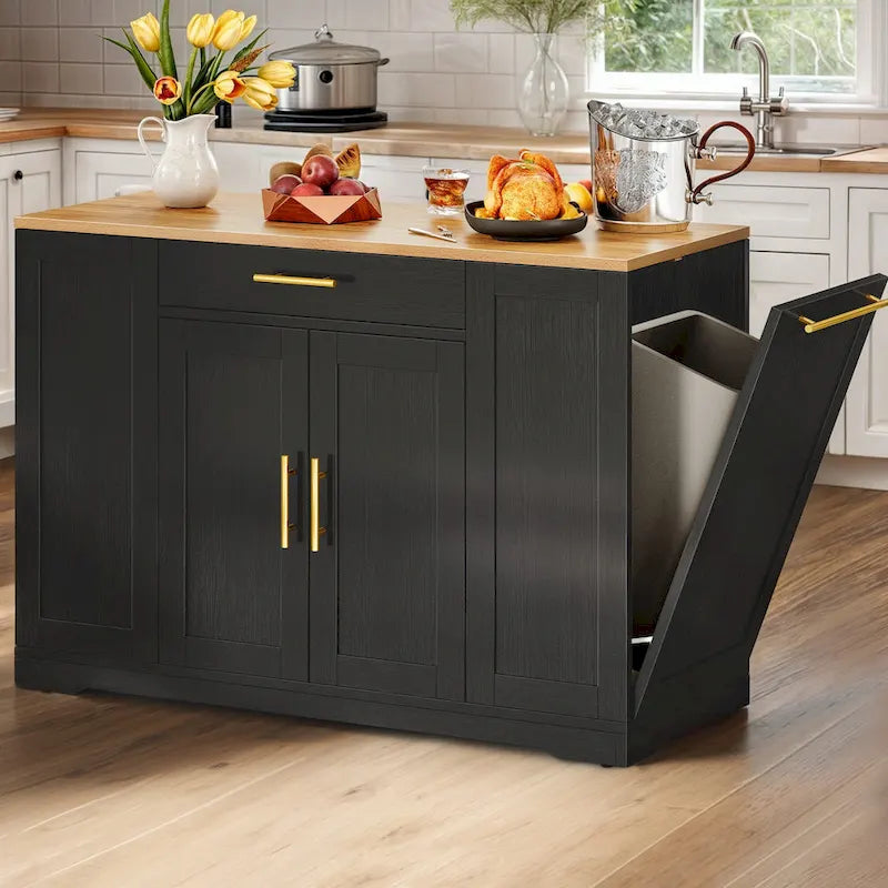 Moasis 53-inch Rolling Kitchen Island Storage Cabinet Portable Mobile Kitchen Cart