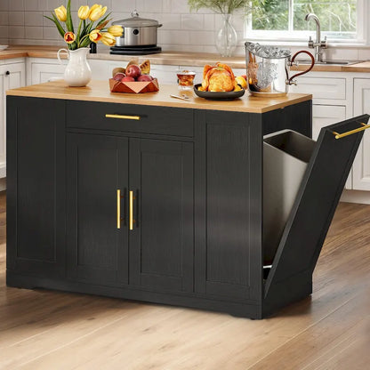 Moasis 53-inch Rolling Kitchen Island Storage Cabinet Portable Mobile Kitchen Cart