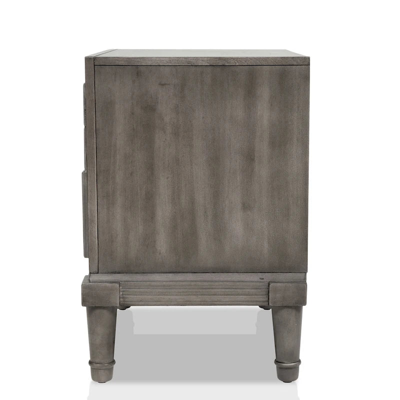 Hax Transitional Grey 2-Drawer Solid Wood Nightstand by Furniture of America
