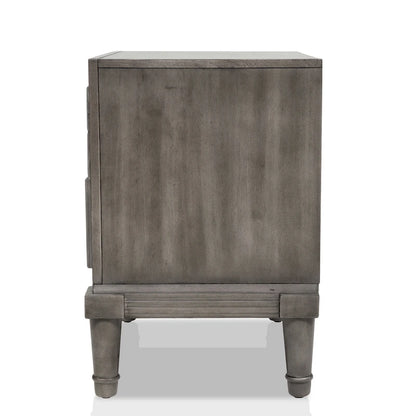 Hax Transitional Grey 2-Drawer Solid Wood Nightstand by Furniture of America