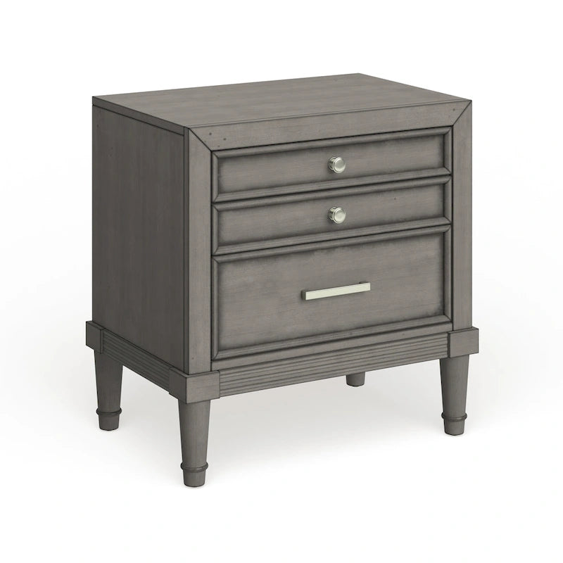 Hax Transitional Grey 2-Drawer Solid Wood Nightstand by Furniture of America