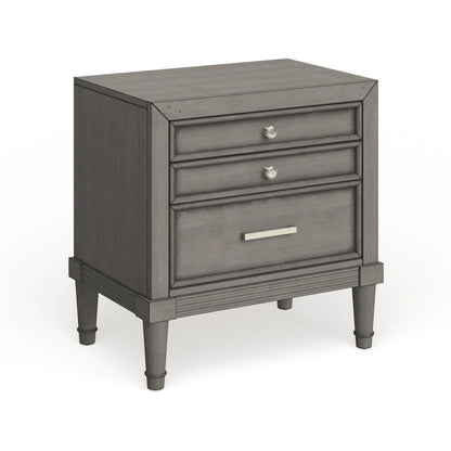 Hax Transitional Grey 2-Drawer Solid Wood Nightstand by Furniture of America