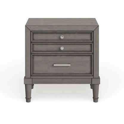 Hax Transitional Grey 2-Drawer Solid Wood Nightstand by Furniture of America