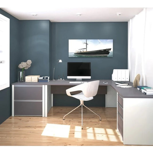 Bestar Connexion L-shaped Workstation with Lateral File