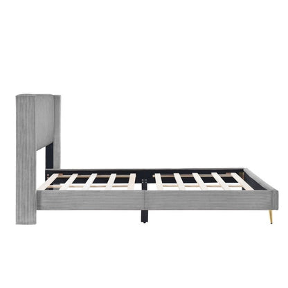 Elegant Upholstered Wood Platform Bed with Upholstered Headboard