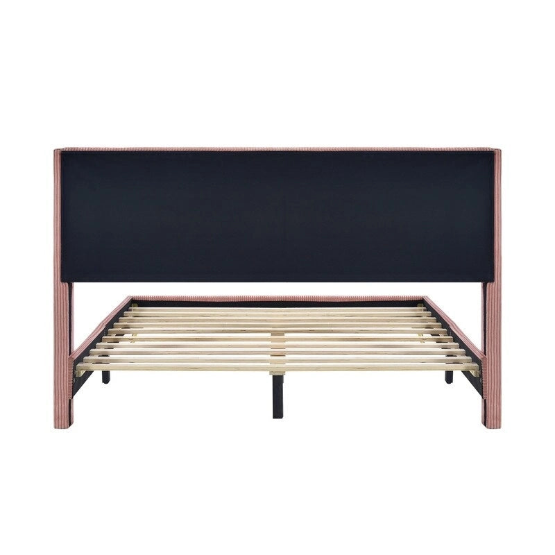 Elegant Upholstered Wood Platform Bed with Upholstered Headboard