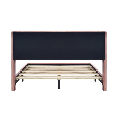 Elegant Upholstered Wood Platform Bed with Upholstered Headboard