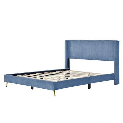 Elegant Upholstered Wood Platform Bed with Upholstered Headboard