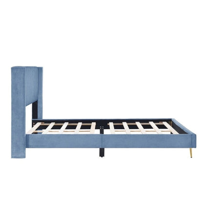 Elegant Upholstered Wood Platform Bed with Upholstered Headboard