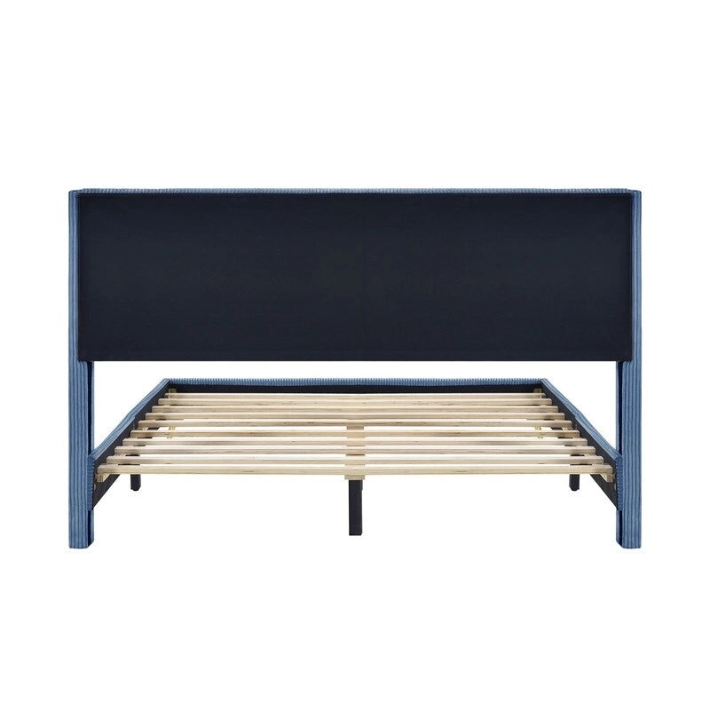 Elegant Upholstered Wood Platform Bed with Upholstered Headboard