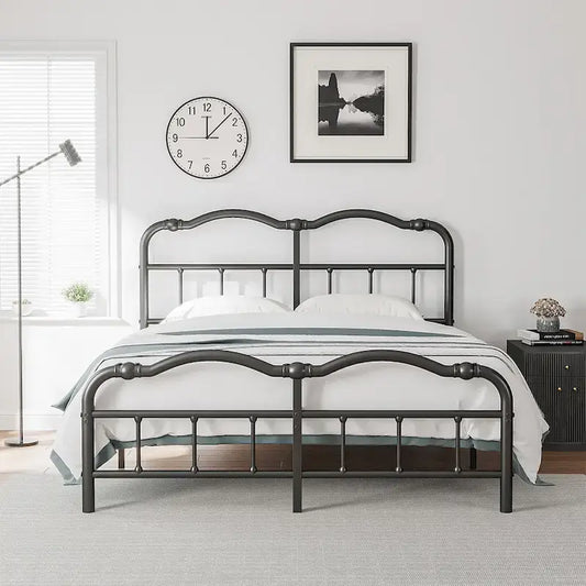 14 In High Heavy Duty Metal Bed Frame with Vintage Style, Supports Up To 2500lbs, Easy Assembly and No Squeak