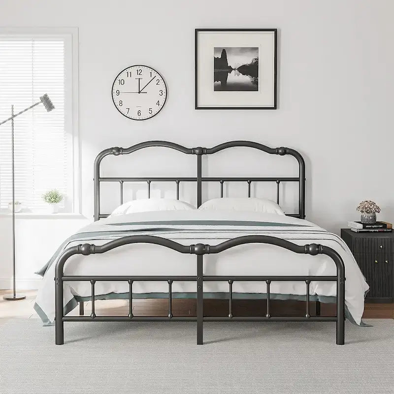 14 In High Heavy Duty Metal Bed Frame with Vintage Style, Supports Up To 2500lbs, Easy Assembly and No Squeak