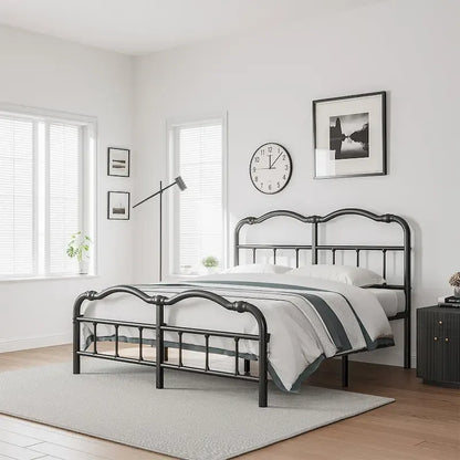 14 In High Heavy Duty Metal Bed Frame with Vintage Style, Supports Up To 2500lbs, Easy Assembly and No Squeak