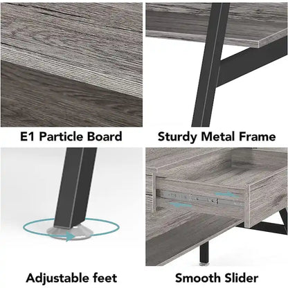 Computer Writing Desk with 2 Drawers and Storage Shelf, Monitor Stand