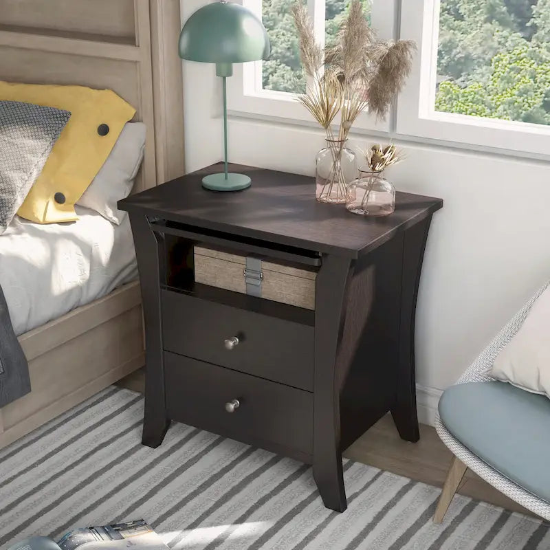 Mendolla Transitional Wood 2-Drawer Nightstand with Shelf by Furniture of America