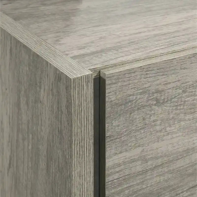 Roundhill Furniture Lenca LED Wallbed with Nightstands, Dresser, Mirror, and Chest - Weathered Gray