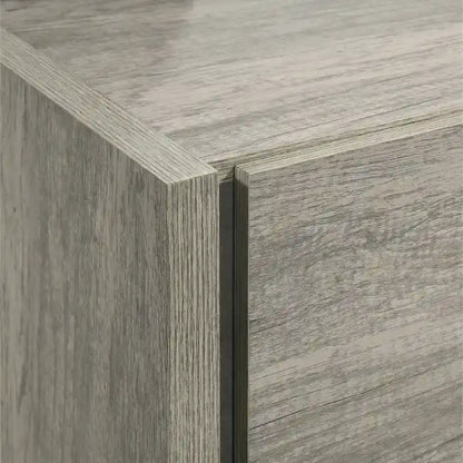 Roundhill Furniture Lenca LED Wallbed with Nightstands, Dresser, Mirror, and Chest - Weathered Gray