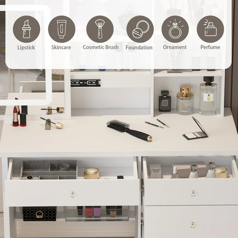 39.4 Wide Makeup Vanity Set with Stool and Mirror