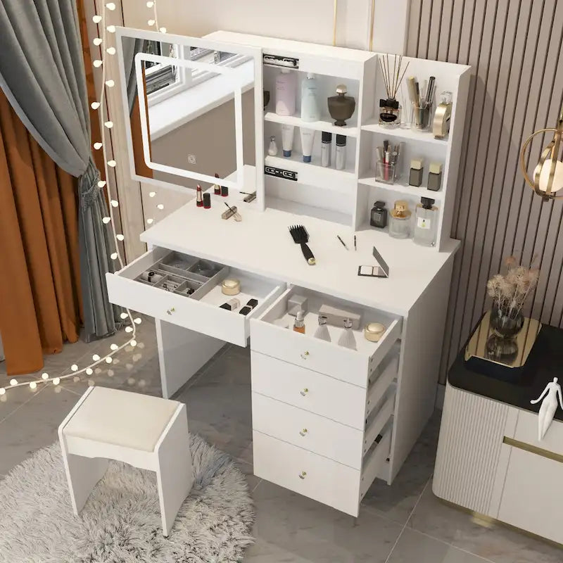 39.4 Wide Makeup Vanity Set with Stool and Mirror