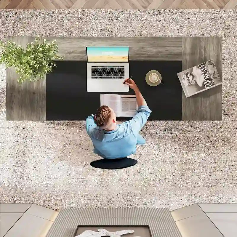 63 Inches Large Executive Desk with Bottom Shelves