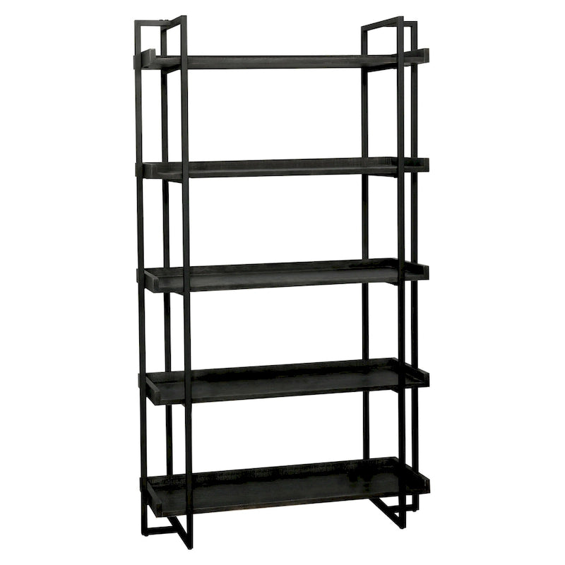 Ganesh Rustic Black Metal 5-Tier Ladder Shelf by Carbon Loft