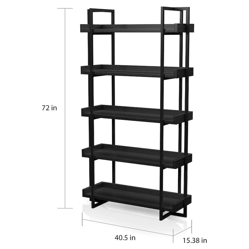 Ganesh Rustic Black Metal 5-Tier Ladder Shelf by Carbon Loft