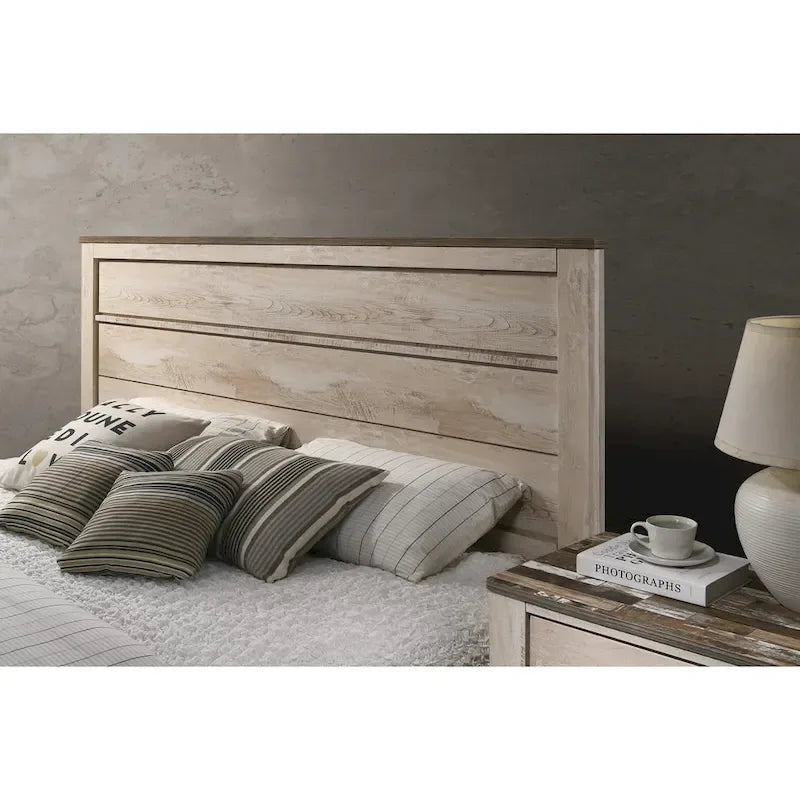 Roundhill Furniture Imerland Contemporary White Wash King 6-piece Bedroom Set