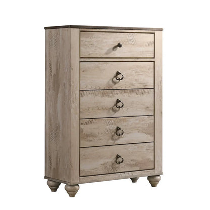 Roundhill Furniture Imerland Contemporary White Wash King 6-piece Bedroom Set