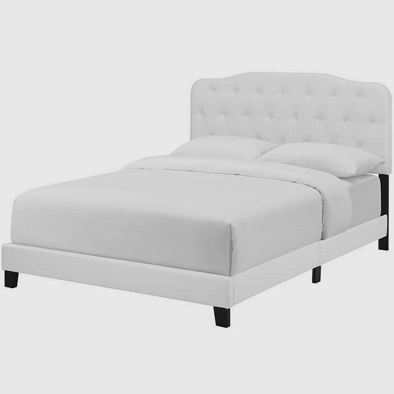 Dayton King Leather Platform Bed with Button Tufted Headboard